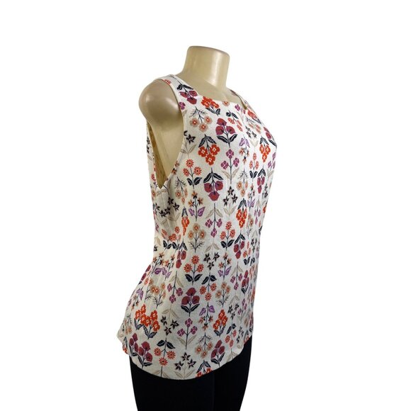 Ann Taylor Women’s White Multicolor Floral Sleeveless Tank Top Size XL - New - Picture 2 of 9